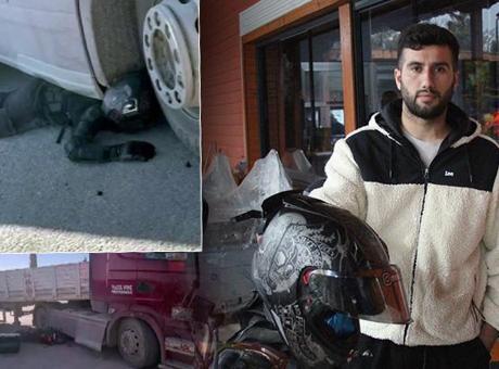 Motosikletli Kurye TIR'ın Altında Kalarak Hayattaydı: Koruyucu Ekipmanlar Canını Kurtardı
