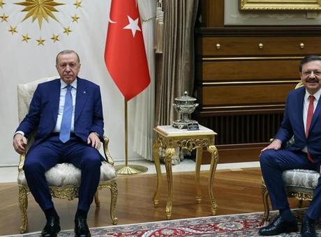 Cumhurbaşkanı Erdoğan, TOBB Başkanı Rifat Hisarcıklıoğlu'nu Ağırladı