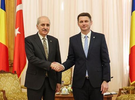 TBMM Başkanı Numan Kurtulmuş, Romanya Senato Başkanı Abrudean ile Bükreş'te Bir Araya Geldi