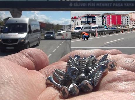İstanbul D-100 Kara Yolunda Feci Kaza: 4 Kilometreye Yayılmış Vidalar Araçları Tehdit Ediyor